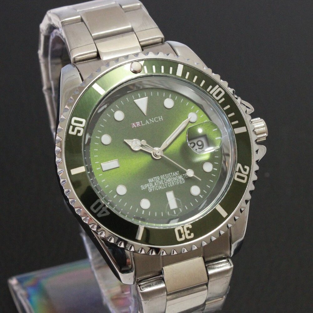 Green Dial Silver Men's Watch